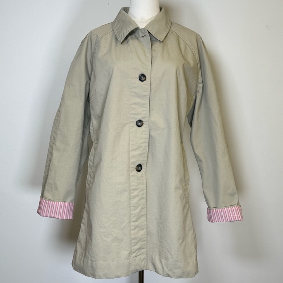 Columbia Cotton Canvas Khaki Rain/Utility Jacket Striped Lining Women’s Size XL - Picture 1 of 12